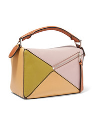 Loewe Paulas Ibiza Puzzle Small Color Block Textured Leather Shoulder Bag
