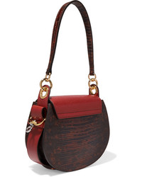 Chloé Tess Small Color Block Smooth And Lizard Effect Leather Lizard Shoulder Bag