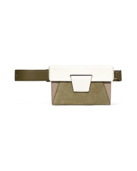 Yuzefi Lola Color Block Suede And Textured Leather Belt Bag