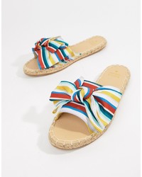 Oasis Candy Striped Bow Espadrille Sliders