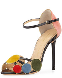 Charlotte Olympia Contemporary Suede Circle Sandal Multi