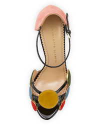 Charlotte Olympia Contemporary Suede Circle Sandal Multi