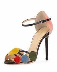 Charlotte Olympia Contemporary Suede Circle Sandal Multi