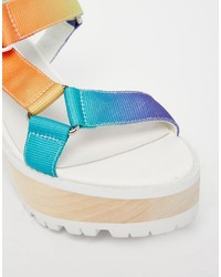 Eeight Valentina Multi Color Chunky Heeled Sandals