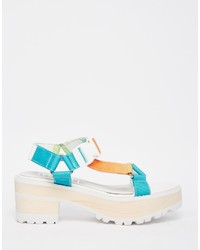 Eeight Valentina Multi Color Chunky Heeled Sandals