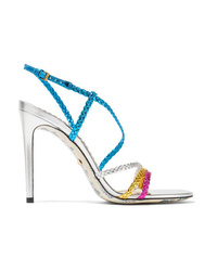 Gucci Haines Braided Metallic Leather Slingback Sandals