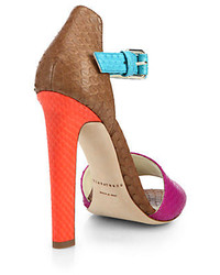 Brian Atwood Iosy Colorblock Snakeskin Sandals