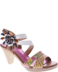 Spring Step Lartiste By Plato Gray Multi Leather Sandals