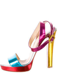 Christian Louboutin Metallic Colorblock Platform Sandals