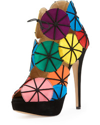 Charlotte Olympia Parasol Satin Platform Sandal Multicolor