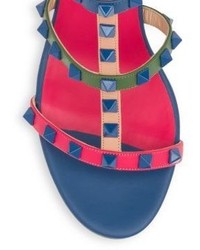 Valentino Rockstud Colorblock Leather City Sandals