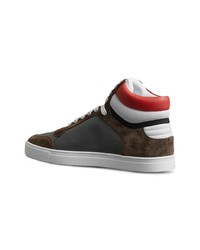 Burberry Suede And Leather High Top Sneakers