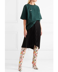 Vetements Floral Print Leather Knee Boots