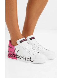 Dolce & Gabbana Logo Painted Leather Sneakers