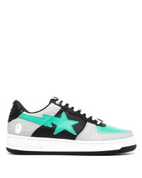 A Bathing Ape Star Patch Panelled Leather Low Top Sneakers