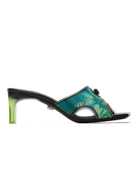 Versace Green And Blue Hologram Jungle Print Mules