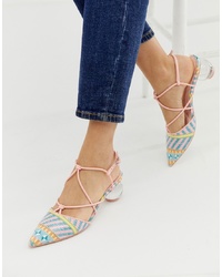 ASOS DESIGN Sunset Knotted Ball Heels In Multi Weave