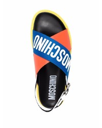 Moschino Logo Print Cross Strap Sandals