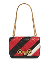 Versace Icon Stripe Quilted Leather Shoulder Bag