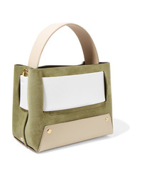Yuzefi Dinky Small Color Block Suede And Textured Leather Tote