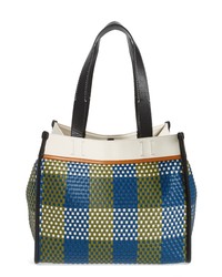 Proenza Schouler White Label Large Morris Woven Plaid Tote In Tealolivewhite At Nordstrom