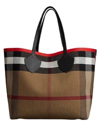 Burberry The Giant Reversible Tote In Canvas Check And Leather, $1,658 |   | Lookastic