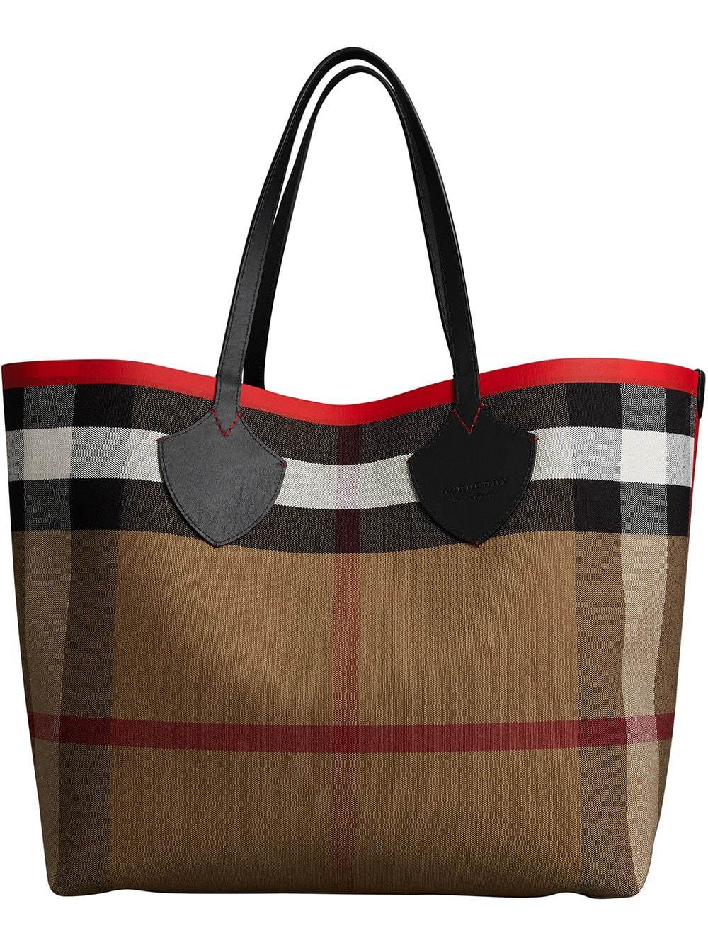 Burberry Reversible Brown and Black E-Canvas Leather Giant Check