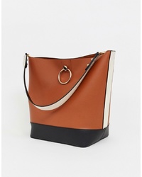 Warehouse Tote Bag With Ring Detail In Tan