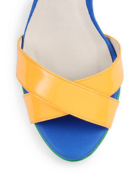 Webster Sophia Amanda Colorblock Patent Leather Wedge Sandals