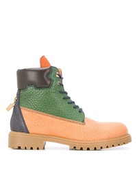 Multi colored Leather Work Boots