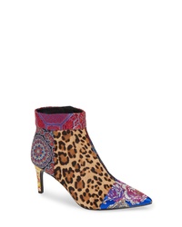 Multi colored Leopard Calf Hair Ankle Boots
