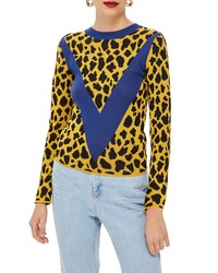 Multi colored Leopard Crew-neck Sweater