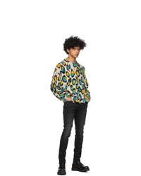 R13 Off White And Multicolor Oversized Leopard Sweater