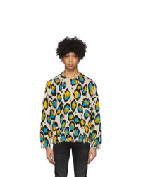 R13 Off White And Multicolor Oversized Leopard Sweater