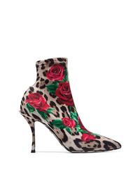 Multi colored Leopard Elastic Ankle Boots