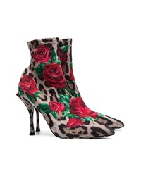 Dolce & Gabbana Lori 90 Leopard And Rose Printed Boots