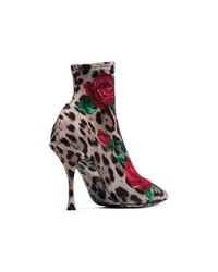 Dolce & Gabbana Lori 90 Leopard And Rose Printed Boots