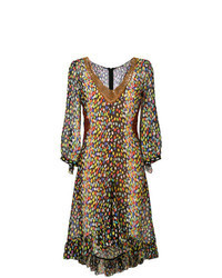 Multi colored Leopard Fit and Flare Dress