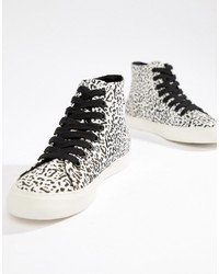 ASOS DESIGN District High Top Trainers In Leopard Print