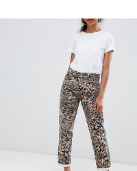 Asos Petite Asos Design Petite Ritson Rigid Mom Jeans In Abstract Leopard Print