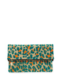 Multi colored Leopard Leather Clutch