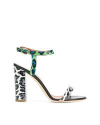 Multi colored Leopard Leather Heeled Sandals