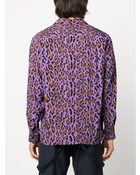 Wacko Maria Leopard Print Long Sleeve Shirt