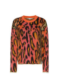 Multi colored Leopard Mohair Crew-neck Sweater