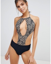 Vero Moda Leopard Cut Out Swimsuit