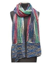 La Fiorentina Navycombo Multi Color Marble Knit Scarf W Contrast End