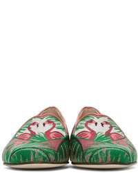 Charlotte Olympia Multicolor Flamingo Slippers