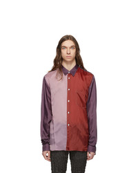 Comme Des Garcons Homme Plus Purple And Red Taffeta Colorblock Shirt