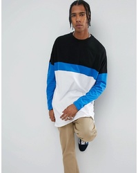 ASOS DESIGN Asos Extreme Oversized Super Longline Long Sleeve T Shirt With Colour Block In White