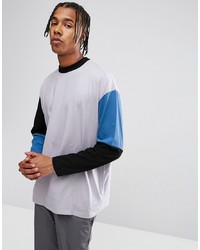ASOS DESIGN Asos Oversized Long Sleeve T Shirt With Cut And Sew Colour Block